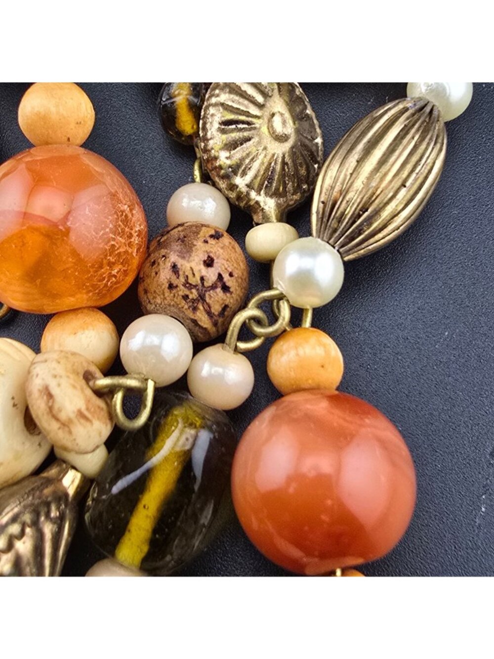 Vintage Double-Strand Beggars Beads Necklace Earth Tones - Picture 6 of 7